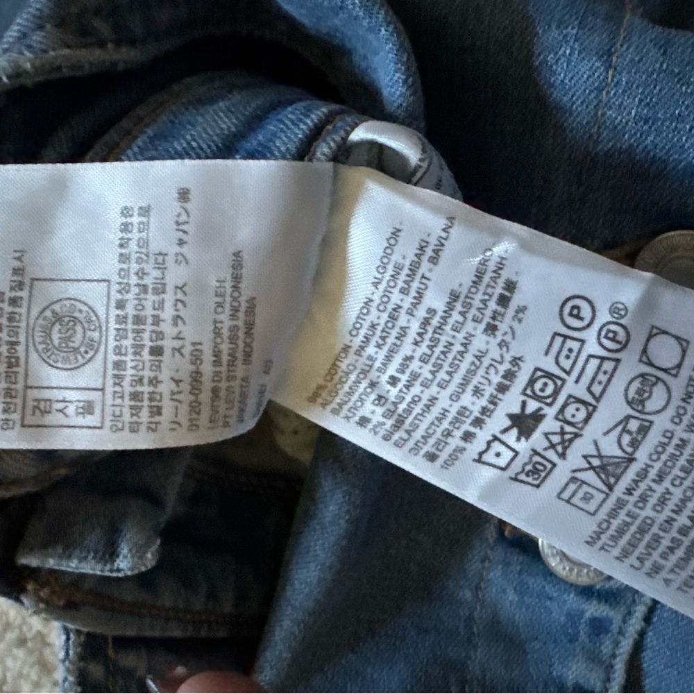 Levi's Denim Wide Leg Overalls Sz 30 in Blue - Picture 3 of 6